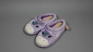 Dearfoams Kid Toddlers Whimsical Washable Slipper Purple Unicorn Size 4-5